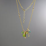 Happiness Necklace, Gold Hebrew Engraved Necklace, Spiritual Gifts, Happiness Pendant, Gemstone Charm Necklace, Peridot, Turquoise, Jade