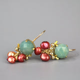 Unique Gemstone Earrings, Amazonite Clover Earrings, Bohemian Earrings, Amazonite Bronze Pearls, Statement Earrings