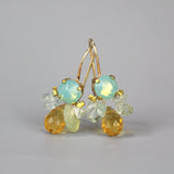 Bohemian Earrings, Gemstone Jewelry, Aqua and Yellow Swarovski Bee Earrings, Bezel Set, Wedding Earrings, Aquamarine Bee Earrings
