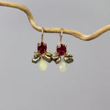 Gold Fuchsia Pink Bee Earrings - Dainty Gemstone Earrings
