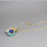 Blue Flower Necklace, Boho Necklace, Lapis Necklace, Amazonite Necklace, Floral Necklace, Bohemian Necklace, Birthday Gift for Mom