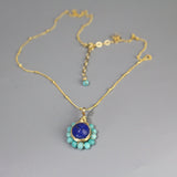 Blue Flower Necklace, Boho Necklace, Lapis Necklace, Amazonite Necklace, Floral Necklace, Bohemian Necklace, Birthday Gift for Mom