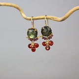 Labradorite Earrings, Carnelian Drop Earrings, Bridal Earrings, Wedding Earrings, Mothers Day Gift, Bridesmaid Earrings, Cluster Earrings