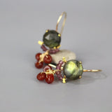 Labradorite Earrings, Carnelian Drop Earrings, Bridal Earrings, Wedding Earrings, Mothers Day Gift, Bridesmaid Earrings, Cluster Earrings