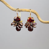 Small Garnet Gemstone Bee Earrings, Valentine Earrings, Dainty Drop Earrings, Bohemian Earrings, Valentine's Day Gift for Her