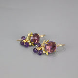 Amethyst Earrings, Amethyst Cluster Earrings, Purple Gemstone Earrings, Amethyst Clover Earrings, February Birthstone Earrings, Gift for Mom