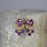 Amethyst Earrings, Amethyst Cluster Earrings, Purple Gemstone Earrings, Amethyst Clover Earrings, February Birthstone Earrings, Gift for Mom
