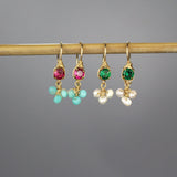 Small Pink Zircon Amazonite Cluster Drop Earrings