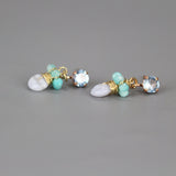 Small Light Blue Stud Earrings, Amazonite Earrings, Gemstone Stud Earrings, Dangle Post Earrings, Pastel Earrings, Drop Earrings