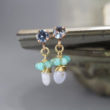 Small Light Blue Stud Earrings, Amazonite Earrings, Gemstone Stud Earrings, Dangle Post Earrings, Pastel Earrings, Drop Earrings