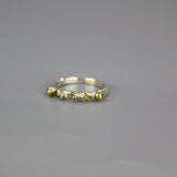 Rough Diamond Wedding Band, Triple Raw Diamond Ring, Mixed Metal Gold and Silver Ring, Diamond Stacking Ring, Organic Style Jewelry