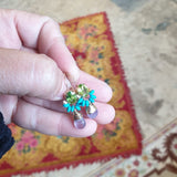 Peridot Earrings, Gemstone Earrings,  Peridot Turquoise Howlite Amethyst Earrings, Drop Earrings, Spring Jewelry, Colorful Earrings