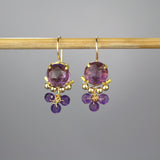 Amethyst Earrings, Amethyst Cluster Earrings, Purple Gemstone Earrings, Amethyst Clover Earrings, February Birthstone Earrings, Gift for Mom