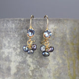 Delicate Earrings, Small Earrings, Women's Gift, Pearl Drop Earrings, Light Blue Zircon Earrings, Petite Gemstone Earrings, Elegant Earrings