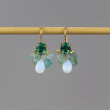 Small Apatite Opalite Drop Earrings, Small Gemstone Earrings, Bee Earrings, Cluster Earrings, Bridesmaid Earrings, Bohemian Jewelry