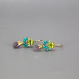 Peridot Earrings, Gemstone Earrings,  Peridot Turquoise Howlite Amethyst Earrings, Drop Earrings, Spring Jewelry, Colorful Earrings