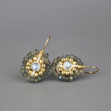 Labradorite Mandala Earrings, Labradorite Moonstone Earrings, Small Mandala Earrings, Unique Round Earrings, Labradorite Bridal Earrings