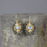 Labradorite Mandala Earrings, Labradorite Moonstone Earrings, Small Mandala Earrings, Unique Round Earrings, Labradorite Bridal Earrings