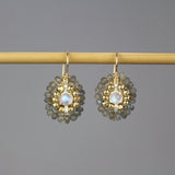 Labradorite Mandala Earrings, Labradorite Moonstone Earrings, Small Mandala Earrings, Unique Round Earrings, Labradorite Bridal Earrings