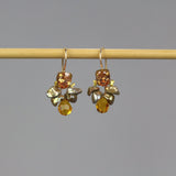 Dainty Champagne Cubic Zirconia Earrings, Rustic Wedding Earrings, Bridesmaid Earrings, Cluster Earrings, Petite Gemstone Earrings