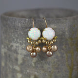 Opal Pearl Clover Earrings, Gold Filled Earrings, Clover Jewelry, Mother of the Bride Earrings, Wedding Jewelry