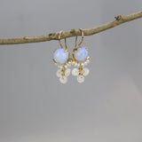 Bohemian Earrings, Gemstone Cluster Earrings, Opalite Earrings, Pearl Earrings, Moonstone Drop Earrings, Summer Wedding Earrings
