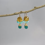 Unique Citrine Earrings, Summer Earrings, Bohemian Jewelry, Yellow Blue Earrings, Amazonite Earrings, Cluster Earrings, Small Drop Earrings