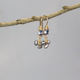 Dainty Light Blue Zirconia Pearl Dangle Earrings