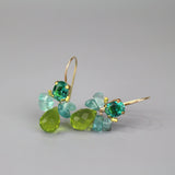 Blue and Green Earrings, Apatite Cluster Earrings, Small Bee Earrings, Green Drop Earrings, Summer Jewelry, Bohemian Colorful Earrings
