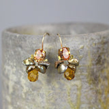 Dainty Champagne Cubic Zirconia Earrings, Rustic Wedding Earrings, Bridesmaid Earrings, Cluster Earrings, Petite Gemstone Earrings