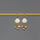 Opal Pearl Clover Earrings, Gold Filled Earrings, Clover Jewelry, Mother of the Bride Earrings, Wedding Jewelry