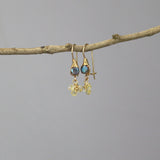 Small Labradorite Citrine Cluster Dangle Earrings