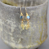 Small Labradorite Citrine Cluster Dangle Earrings