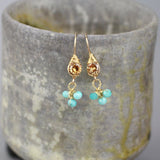 Champagne Zircon Earrings, Amazonite Cluster Earrings, Petite Gemstone Earrings, Small Drop Earrings, Bridesmaid Gift, Multi Stone Earrings