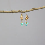 Champagne Zircon Earrings, Amazonite Cluster Earrings, Petite Gemstone Earrings, Small Drop Earrings, Bridesmaid Gift, Multi Stone Earrings