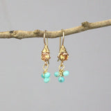 Champagne Zircon Earrings, Amazonite Cluster Earrings, Petite Gemstone Earrings, Small Drop Earrings, Bridesmaid Gift, Multi Stone Earrings