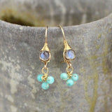 Labradorite Earrings, Amazonite Earrings, Small Earrings, Dainty Earrings, Bohemian Wedding, Boho Chic Bridal Earrings, Light Blue Earrings