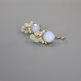 Bohemian Earrings, Gemstone Cluster Earrings, Opalite Earrings, Pearl Earrings, Moonstone Drop Earrings, Summer Wedding Earrings