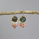 Cluster Earrings, Labradorite Earrings, Pearl Earrings, Rhodonite Earrings, Bohemian Jewelry, Boho Earrings, Gemstone Earrings, Unique