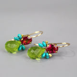 Colorful Gemstone Earrings, Petite Earrings, Bohemian Earrings, Fuchsia Pink Zircon Earrings, Multi Stone Earrings, Birthday Gift Idea