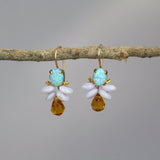 Small Drop Earrings, Mother of the Bride Earrings, Lab Opal Earrings, Cluster Earrings, Multi Stone Earrings, Bohemian Earrings