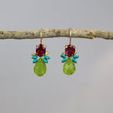 Colorful Gemstone Earrings, Petite Earrings, Bohemian Earrings, Fuchsia Pink Zircon Earrings, Multi Stone Earrings, Birthday Gift Idea