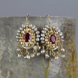 Grey Pearl Earrings, Statement Earrings, Pink Zircon Earrings, Cluster Earrings, Wedding Earrings, Drop Earrings, Unique Earrings