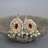 Grey Pearl Earrings, Statement Earrings, Pink Zircon Earrings, Cluster Earrings, Wedding Earrings, Drop Earrings, Unique Earrings