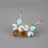 Small Drop Earrings, Mother of the Bride Earrings, Lab Opal Earrings, Cluster Earrings, Multi Stone Earrings, Bohemian Earrings