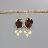 Burgundy Earrings, Garnet Zircon Earrings, Labradorite Earrings, Pearl Jewelry, Autumn Earrings, Fall Wedding Bridal Earrings, Gift Ideas