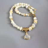 Moonstone Pearl Bridal Necklace, One of a Kind Necklace, Statement Necklace, Eye Pendant Necklace, Pearl Beaded Necklace, Moonstone Jewelry
