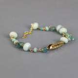 Apatite Amazonite Bracelet, Light Blue Bracelet, Gold Chain Bracelet, Gemstone Bracelet, Bohemian Bracelet, Wedding Bracelet, Unique Jewelry
