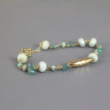 Apatite Amazonite Bracelet, Light Blue Bracelet, Gold Chain Bracelet, Gemstone Bracelet, Bohemian Bracelet, Wedding Bracelet, Unique Jewelry