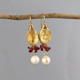 Citrine Earrings, Ruby Cluster Earring, Pearl Drop Earrings, Gemstone Earrings, November Birthstone, Statement Earrings, Wedding Earrings